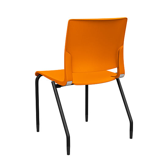 Back view of the SitOnIt Rio 4Leg Stacking chair in orange poly with black frame. Kansas City Office Design.