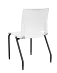 Back view of the SitOnIt Rio 4Leg Stacking chair in white poly with black frame. Kansas City Office Design.