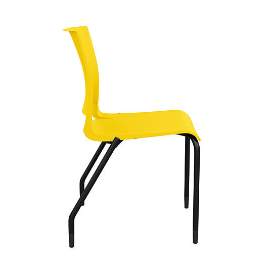 Side view of the SitOnIt Rio 4Leg Stacking chair in yellow poly with black frame. Kansas City Office Design.