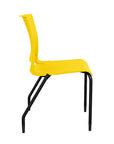 Side view of the SitOnIt Rio 4Leg Stacking chair in yellow poly with black frame. Kansas City Office Design.