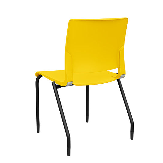 Back view of the SitOnIt Rio 4Leg Stacking chair in yellow poly with black frame. Kansas City Office Design.