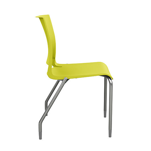 Side view of the SitOnIt Rio 4Leg Stacking chair in green poly with silver frame. Kansas City Office Design.