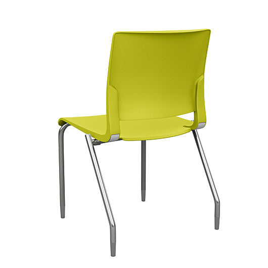 Back view of the SitOnIt Rio 4Leg Stacking chair in green poly with silver frame. Kansas City Office Design.