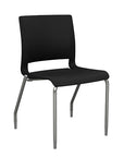 Front view of the SitOnIt Rio 4Leg Stacking chair in black poly with silver frame. Kansas City Office Design.