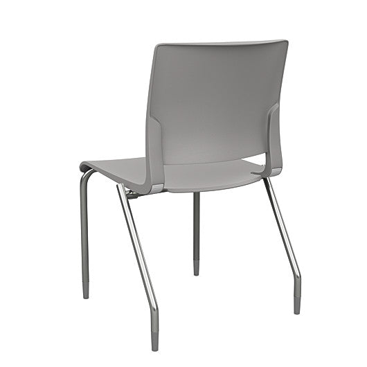 Back view of the SitOnIt Rio 4Leg Stacking chair in gray poly with silver frame. Kansas City Office Design.