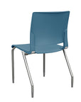 Back view of the SitOnIt Rio 4Leg Stacking chair in lagoon poly with silver frame. Kansas City Office Design.
