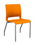 Front view of the SitOnIt Rio 4Leg Stacking chair in orange poly with silver frame. Kansas City Office Design.