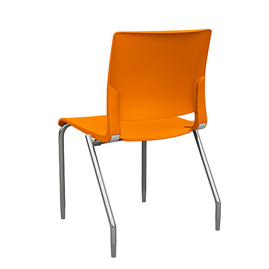 Back view of the SitOnIt Rio 4Leg Stacking chair in orange poly with silver frame. Kansas City Office Design.