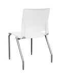 Back view of the SitOnIt Rio 4Leg Stacking chair in White poly with silver frame. Kansas City Office Design.