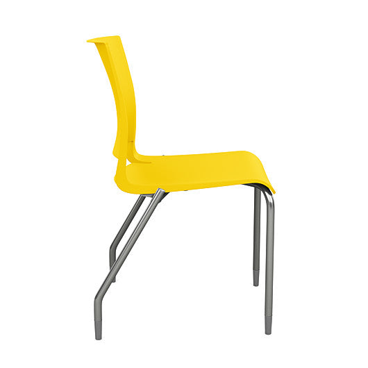 Side view of the SitOnIt Rio 4Leg Stacking chair in yellow poly with silver frame. Kansas City Office Design.