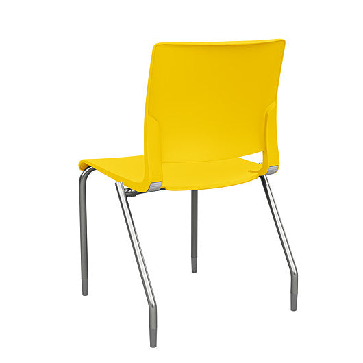 Back view of the SitOnIt Rio 4Leg Stacking chair in yellow poly with silver frame. Kansas City Office Design.