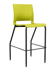 Front view of the SitOnIt Barstool in black frame with green poly shell. Kansas city office design.