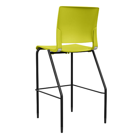 Back view of the SitOnIt Barstool in black frame with green poly shell. Kansas city office design.