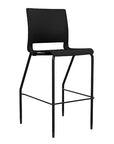 Front view of the SitOnIt Barstool in black frame with black poly shell. Kansas city office design.