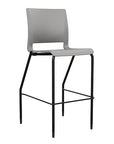 Front view of the SitOnIt Barstool in black frame with gray poly shell. Kansas city office design.