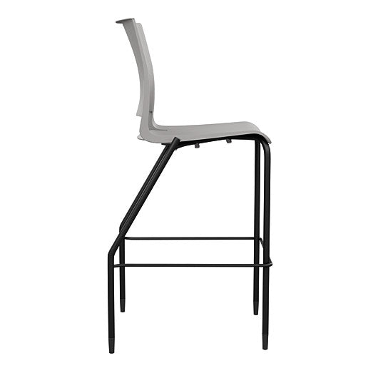 Side view of the SitOnIt Barstool in black frame with gray poly shell. Kansas city office design.