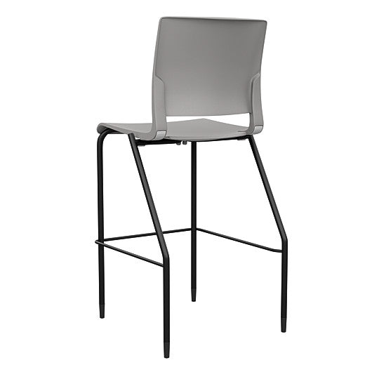 Back view of the SitOnIt Barstool in black frame with gray poly shell. Kansas city office design.