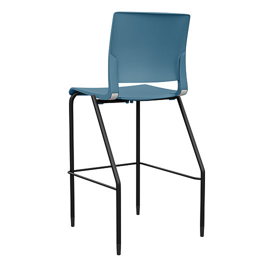 Back view of the SitOnIt Barstool in black frame with lagoon poly shell. Kansas city office design.