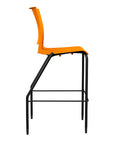 Side view of the SitOnIt Barstool in black frame with orange poly shell. Kansas city office design.