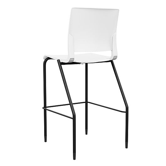 Back view of the SitOnIt Barstool in black frame with white poly shell. Kansas city office design.