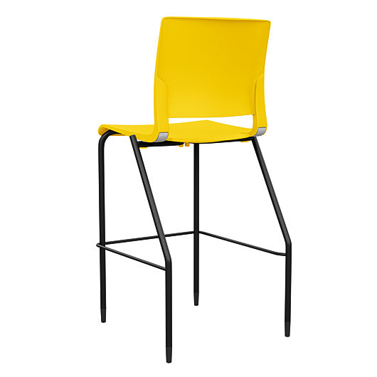 Back view of the SitOnIt Barstool in black frame with yellow poly shell. Kansas city office design.