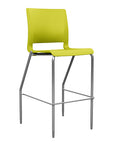Front view of the SitOnIt BarStool in silver frame with green poly shell. Kansas city office design.