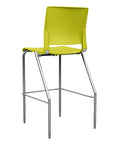 Back view of the SitOnIt BarStool in silver frame with green poly shell. Kansas city office design.
