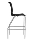 Side view of the SitOnIt BarStool in silver frame with black poly shell. Kansas city office design.
