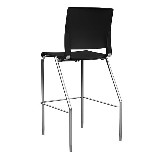 Back view of the SitOnIt BarStool in silver frame with black poly shell. Kansas city office design.