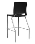 Back view of the SitOnIt BarStool in silver frame with black poly shell. Kansas city office design.