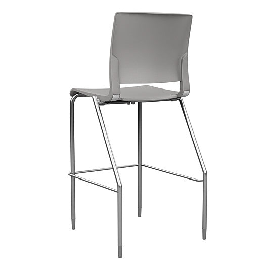 Back view of the SitOnIt BarStool in silver frame with gray poly shell. Kansas city office design.