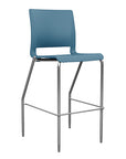 Front view of the SitOnIt BarStool in silver frame with lagoon poly shell. Kansas city office design.