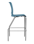 Side view of the SitOnIt BarStool in silver frame with lagoon poly shell. Kansas city office design.