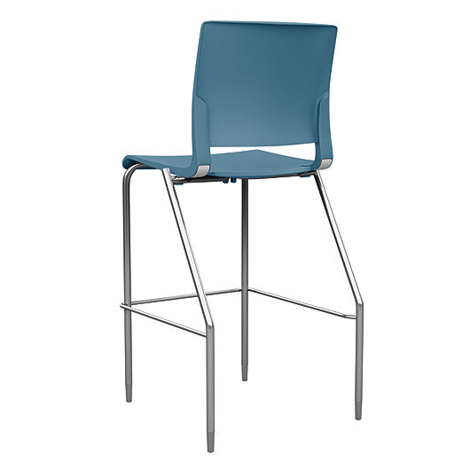 Back view of the SitOnIt BarStool in silver frame with lagoon poly shell. Kansas city office design.