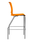 Side view of the SitOnIt BarStool in silver frame with orange poly shell. Kansas city office design.
