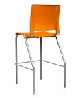 Back view of the SitOnIt BarStool in silver frame with orange poly shell. Kansas city office design.