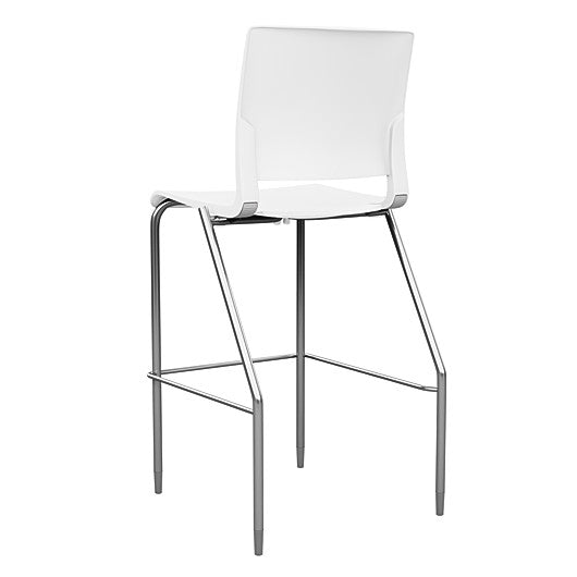Back view of the SitOnIt BarStool in silver frame with white poly shell. Kansas city office design.