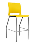 Front view of the SitOnIt BarStool in silver frame with yellow poly shell. Kansas city office design.