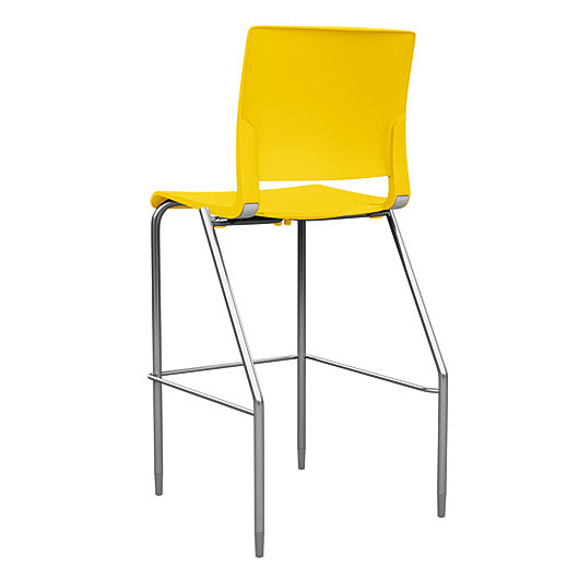 Back view of the SitOnIt BarStool in silver frame with yellow poly shell. Kansas city office design.