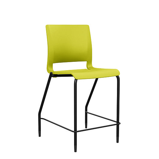 Front view of the SitOnIt Counter Stool in black frame with green poly shell. Kansas city office design.