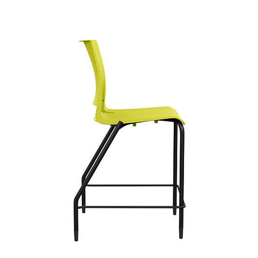 Side view of the SitOnIt Counter Stool in black frame with green poly shell. Kansas city office design.
