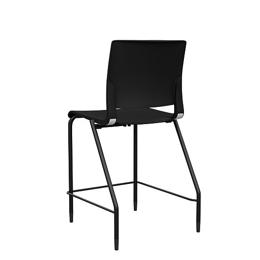 Back view of the SitOnIt Counter Stool in black frame with black poly shell. Kansas city office design.
