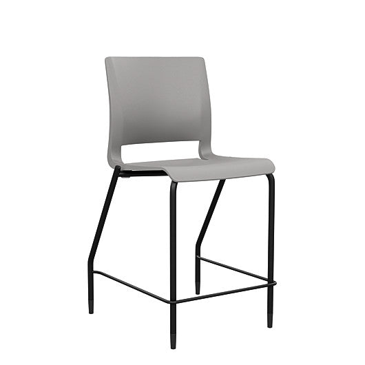 Front view of the SitOnIt Counter Stool in black frame with gray poly shell. Kansas city office design.