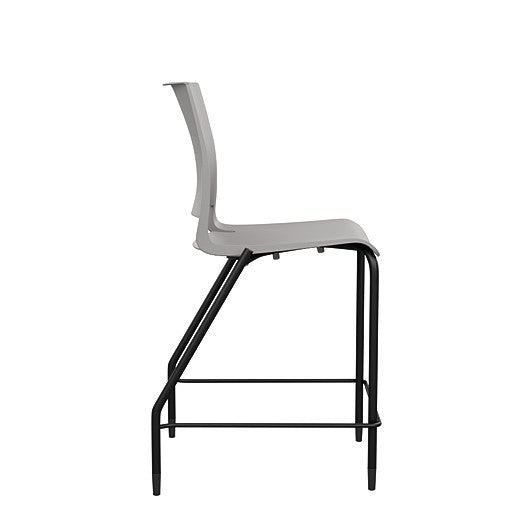 Back view of the SitOnIt Counter Stool in black frame with gray poly shell. Kansas city office design.