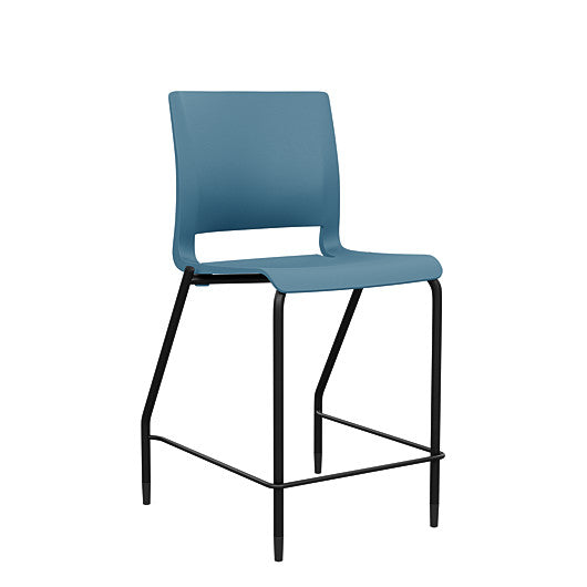Front view of the SitOnIt Counter Stool in black frame with lagoon poly shell. Kansas city office design.