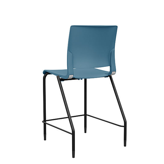 Back view of the SitOnIt Counter Stool in black frame with lagoon poly shell. Kansas city office design.