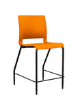 Front view of the SitOnIt Counter Stool in black frame with orange poly shell. Kansas city office design.