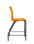Side view of the SitOnIt Counter Stool in black frame with orange poly shell. Kansas city office design.