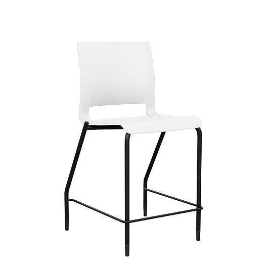 Front view of the SitOnIt Counter Stool in black frame with white poly shell. Kansas city office design.