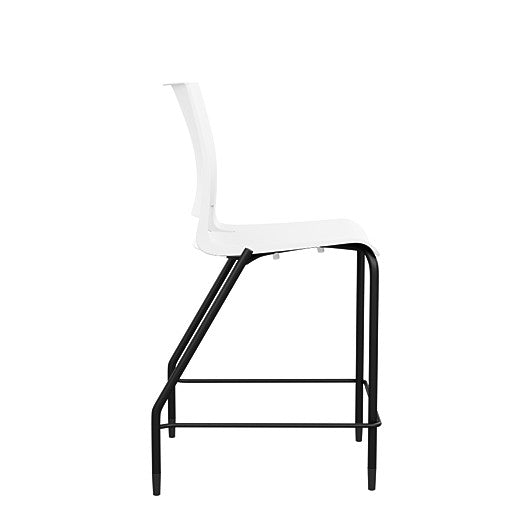 Side view of the SitOnIt Counter Stool in black frame with white poly shell. Kansas city office design.